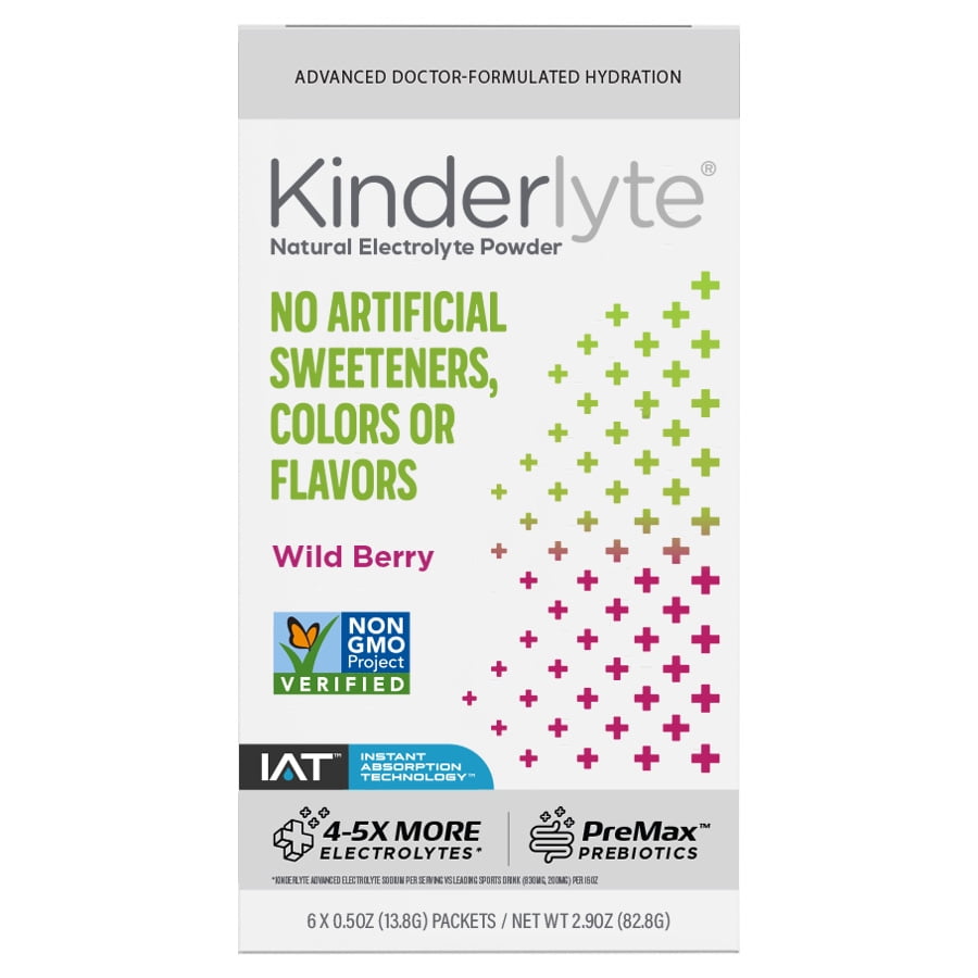 Kinderlyte Advanced Electrolyte Powder Drink Mix, Wild Berry, 0.5 oz Packets (6 Count)