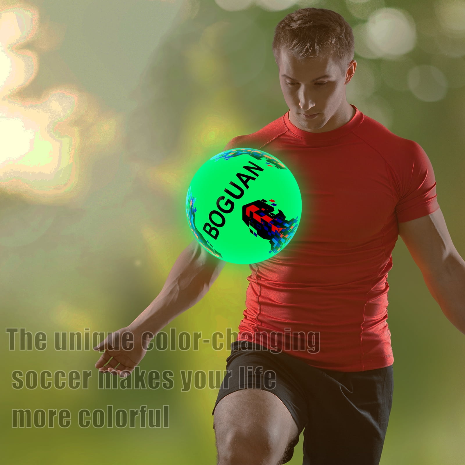 Glow in The Dark Soccer Ball Size 5 - Extra Pump and Net - Light Up Non-LED Soccer Balls Perfect Gift Choice for Men,Women,Adults,Youth Teen Boy and Gilrs-Indoor/Outdoor Training