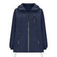 thumbnail image 6 of EchfiProm Packable Womens Windbreaker Jacket Waterproof Navy Lightweight Streetwear Zip-up Waterproof Hooded Coat, 6 of 8