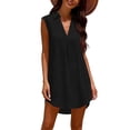 thumbnail image 5 of GUACER Womens Summer Swimwear Coverup Sleeveless Collared V Neck Mini Dress Casual Beach Cover Up, 5 of 9