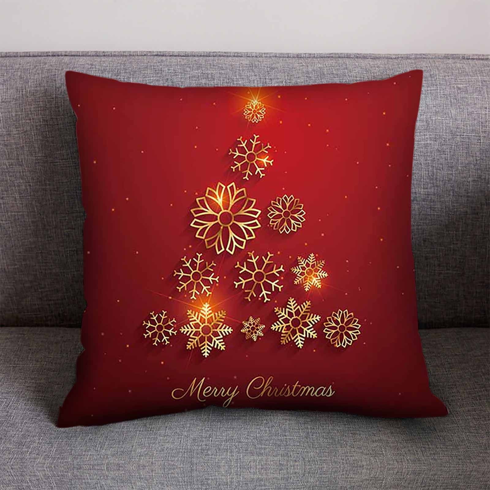 RKSTN Christmas Pillow Covers Christmas Cotton Linen Throw Pillow Case
