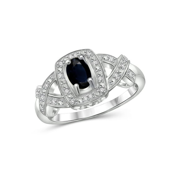 JewelersClub Sapphire Ring Birthstone Jewelry – 0.65 Carat Sapphire 0.925 Sterling Silver Ring Jewelry with White Diamond Accent – Gemstone Rings with Hypoallergenic 0.925 Sterling Silver Band