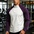 thumbnail image 2 of hoksml Men's Cotton Spandex Blend Color Block Raglan Long Sleeve Zip Neck Top, Half Zip Stand Collar Casual Athletic Daily Shirt, 2 of 5