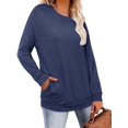 thumbnail image 3 of Womens Tops Color Block Pullover Long Sleeve T Shirts with Pockets Crew Neck Tunic Blouse, 3 of 5