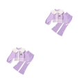 thumbnail image 1 of Minnieouse Traje de ropa de salón de primavera para niñas Ropa deportiva coreana Abrigos con cierre de botones Pantalones de cintura elástica Púrpura ciento treinta 2piezas, 1 of 1