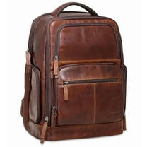 Jack Georges Voyager Hand-Stained Buffalo Leather Tech Backpack #7527 (Brown)