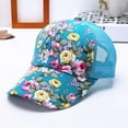 thumbnail image 2 of Women's Mesh Lace Flower Print Sun Hat Floral Trucker Baseball Cap Hat,Summer Women Female Floral Hat Baseball Cap Mesh Cool Cap Leisure Sun Visor Sun Hat Snapback Cap, 2 of 8