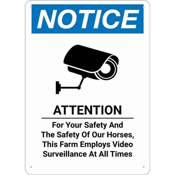 Notice Farm Employs Video Surveillance At All Times Wall Sign For House 12"" X 8"" Yard Sign, Premium Aluminum, Sun-Proof, Rust-Free