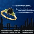 thumbnail image 2 of Gem Stone King 10K Yellow Gold Black Sapphire and Green Peridot Engagement Ring for Women | 3.10 Cttw | Oval 9X7MM | Gemstone September Birthstone | Size 7, 2 of 6