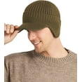 thumbnail image 6 of Men Winter Hats for Guys Cool Beanies Lined Knitted Warm Cap Ear-flaps for Men Outdoor Fleece Hat, Khaki, 6 of 8