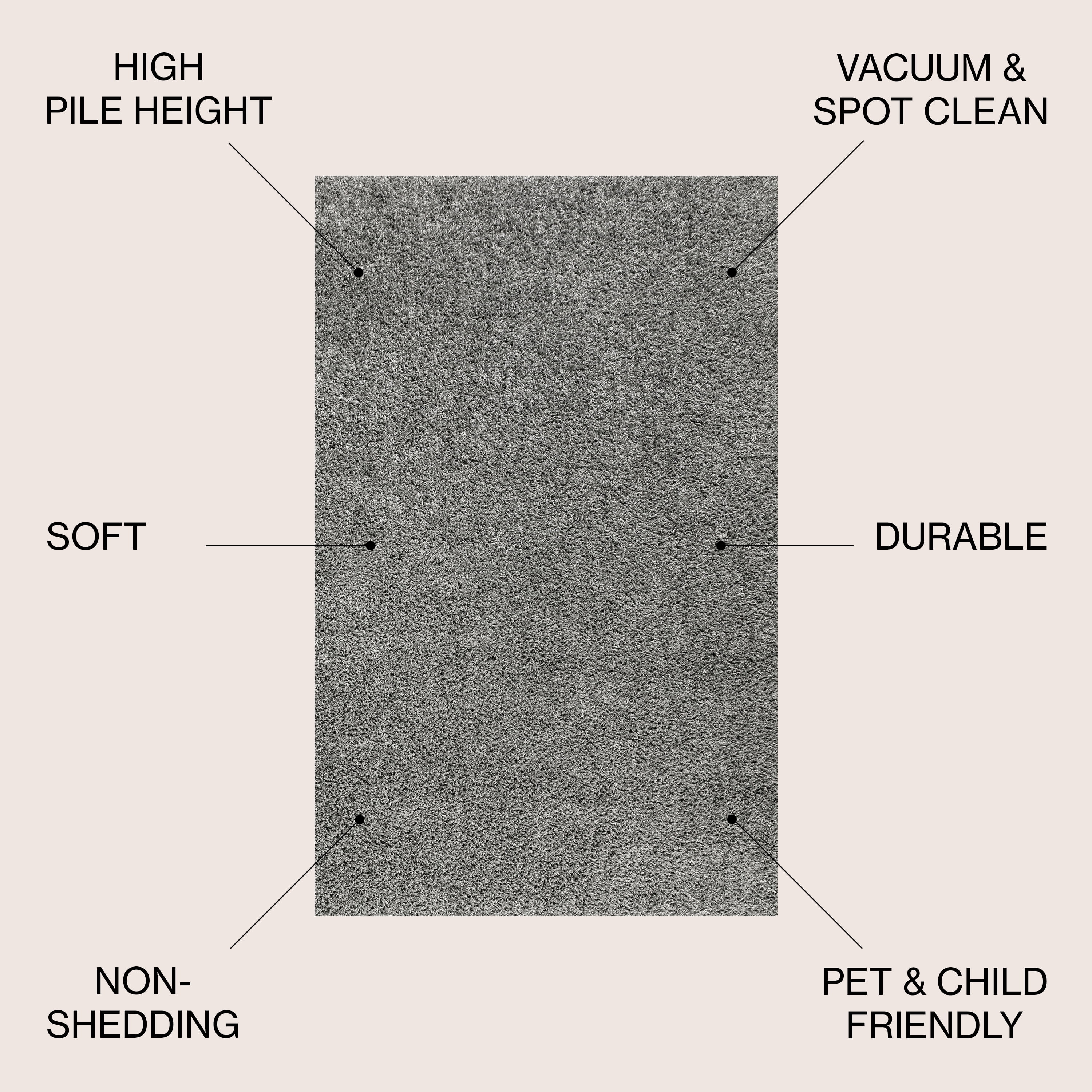JONATHAN Y MERCER SHAG 4 x 6 Area Rug, Mercer Plush - Charcoal, MCR106B-4