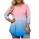 thumbnail image 1 of Camiseta de Cuello Redondo de Manga 3/4 de Impresión Casual para las Mujeres Camiseta de Cuello Redondo de Manga Larga de Tamaño Grande para las Mujeres, 1 of 6