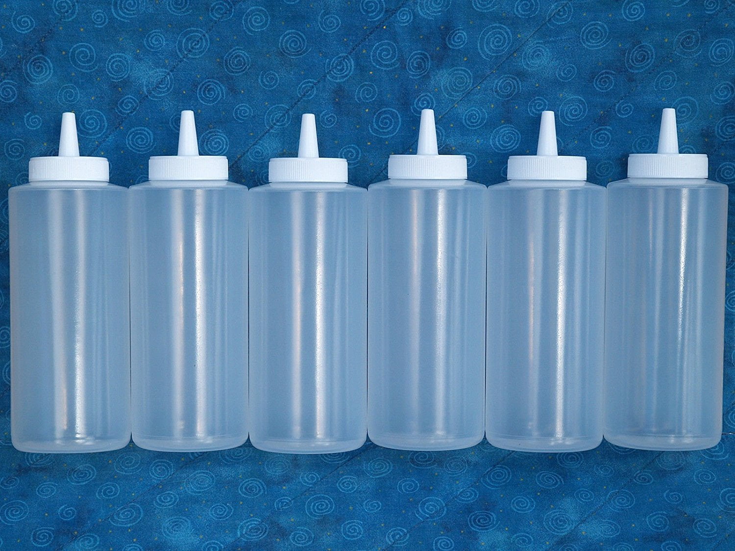 6 Pack 12oz Clear Plastic Squeeze Bottle Condiment Ketchup Mustard Oil Mayo Salt by Winco