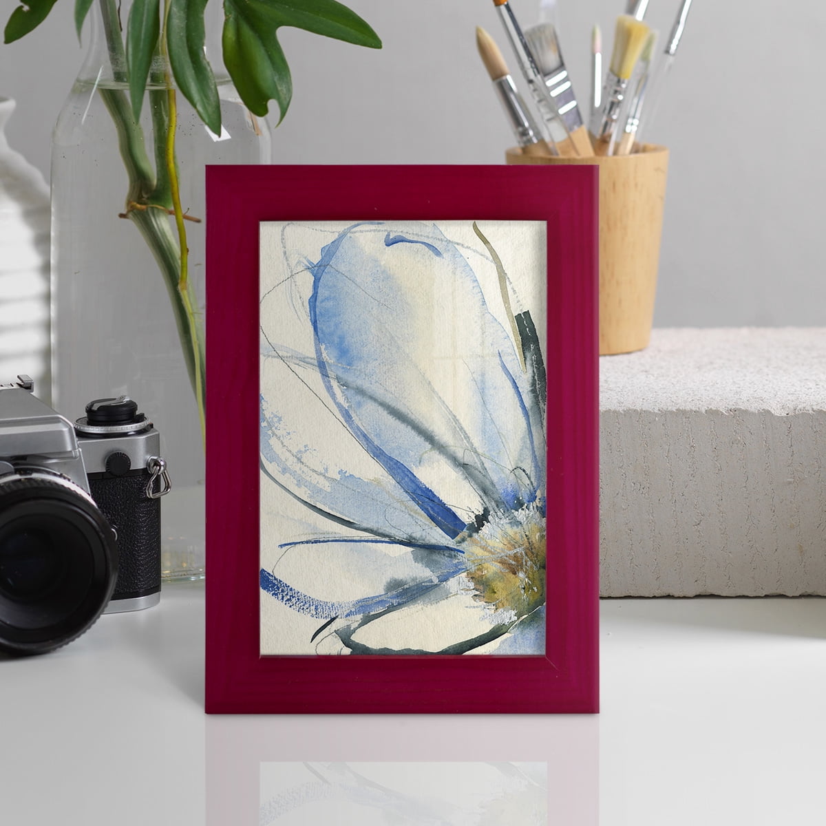 Cobalt & Paynes Petals I - Framed Print w/glass - Cherry Red