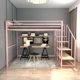 thumbnail image 3 of Cama tipo Loft para adultos, escuela, Hotel, apartamento, dormitorio, cama doble de hierro forjado, mesa de juegos debajo de la oficina con escaleras de carillero, 3 of 3