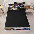 thumbnail image 4 of Homewish Soccer Graffiti Splash Zipper Twin Comforter Sets with Fitted Sheet and 2 Pillowcases,Boys Girls Sport Gamer Zipper Bedding Set,4-Piece,Black Reversible, 4 of 6