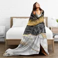 Black Marble With Gold Pretty Blankets Fleece Winter Portable Ultra
