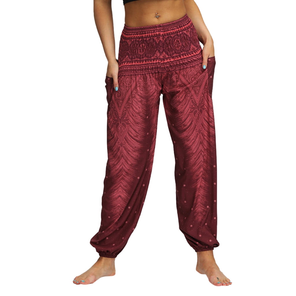Men Women Casual Loose Hippy Yoga Trousers Baggy Boho Aladdin Pants 