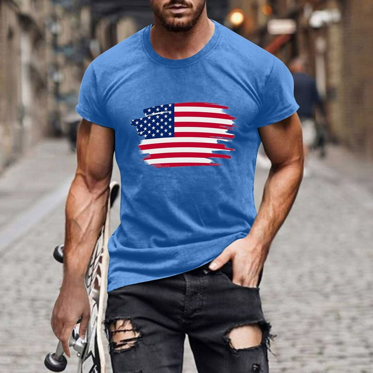 XMMSWDLA Vintage T Shirts Blue Shirt Men Casual Round Neck 3d Digital  Printing Pullover Fitness Sports Shorts Sleeves T Shirt Blouse Shirts for  Men Graphic Tees XL 