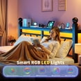 thumbnail image 4 of EnHomee King Size Metal Bed Frame with Headboard Metal Platform Bed Frame with Storage Platform Metal Bed Frame King with LED Lights, Noise Free, Black, 4 of 8