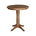 thumbnail image 4 of 3-piece Solid Wood Counter Height Dining Set with 30'' Round Pedestal Table and 2 Emily Ladder Back Stools in Distressed Oak by International Concepts, 4 of 4