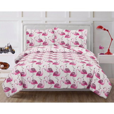 Pink Flamingo Kids Comforter Sham Set, Flamingo Bedding Twin