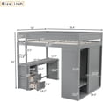 thumbnail image 2 of Wood Full Size Loft Bed with Wardrobes and 2-Drawer Desk with Cabinet,Multifunctional Full Bed Space-Saving, 2 of 7