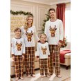 thumbnail image 6 of Christmas Family Pajamas Matching Set Long Sleeve Elk Print Tops and Plaid Pants Sleepwear, 6 of 9