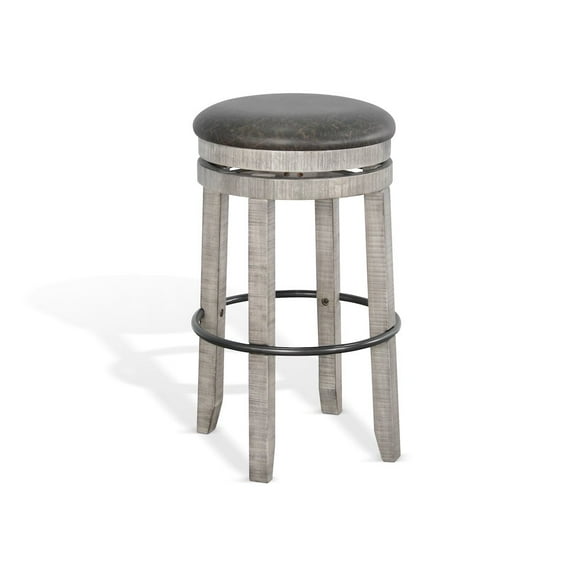Alpine Grey 30"H Swivel Wood Stool with Cushion Seat (Set of 2)