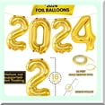 thumbnail image 3 of Golden Class of 2024 Balloon Set - 16" Numbers & Graduation Decorations Kit - Metallic Gold Balloons for Grad Party - Class of 2024 Celebration, 3 of 5