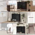 thumbnail image 4 of S-HOME Stylish Woven Buffet Cabinet with Adjustable Shelves Metal Legs for Versatile Storage in Living Room Dining Entryway, Black, 4 of 8