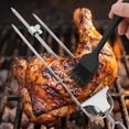 thumbnail image 6 of 3 Prong Skewers for Grilling,for Kabobs 14 Inch 3-Prong Metal BBQ Skewers for Grilling with Slider Push Bar – Reusable Flat Grilling Skewers for Meat Chicken (1 forks + brush), 6 of 6