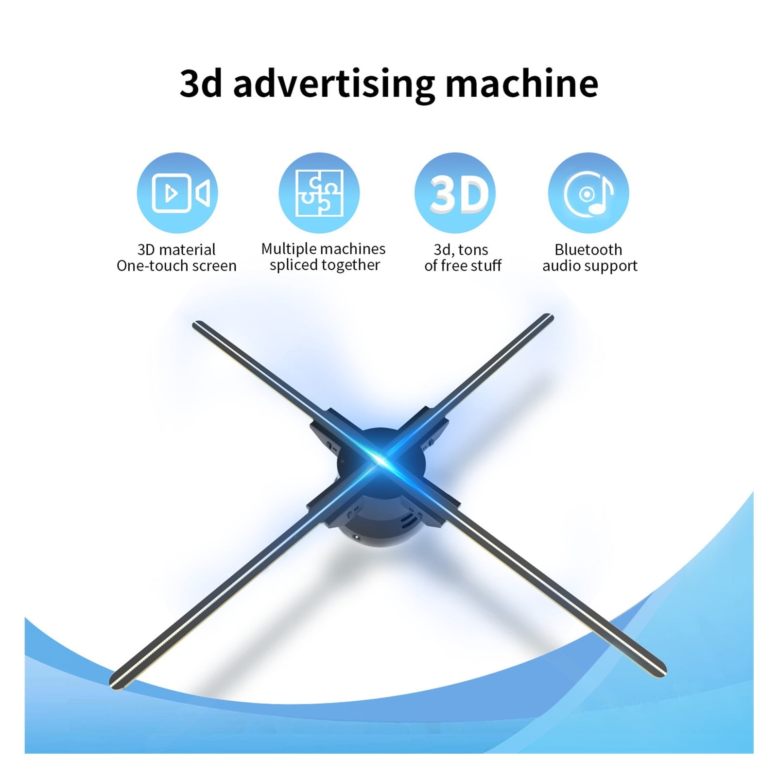 3D Hologram, 60cm Naked Eye 3d Holographic Advertising Machine Wifi Projector Fan Led Screen Rotating Suspension Imaging Ideal Advertising Tool