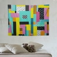 thumbnail image 4 of ONETECH  Geometric Tapestry Twin Size, Memphis Hipster Pattern Abstract 80s and 90s Period Inspired Geometric Shapes, Wall Hanging Bedspread Bed Cover Wall Decor, Pink Green, 4 of 7
