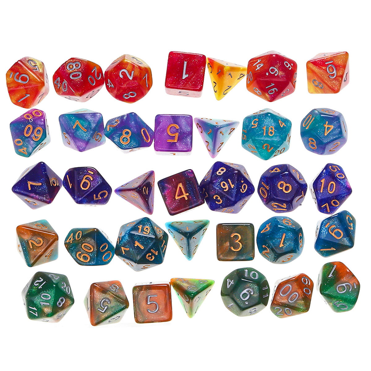 7Pcs/Set Dice Polyhedral For Dungeons and Dragons DND RPG MTG Red Orange Useful 