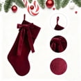 thumbnail image 2 of 18" Red & Green Velvet Christmas Stockings with Bow – Traditional Holiday Decor for Fireplace, Tree, and Family Celebrations, Large Size for Gifts, Set of 1, C, 2 of 7