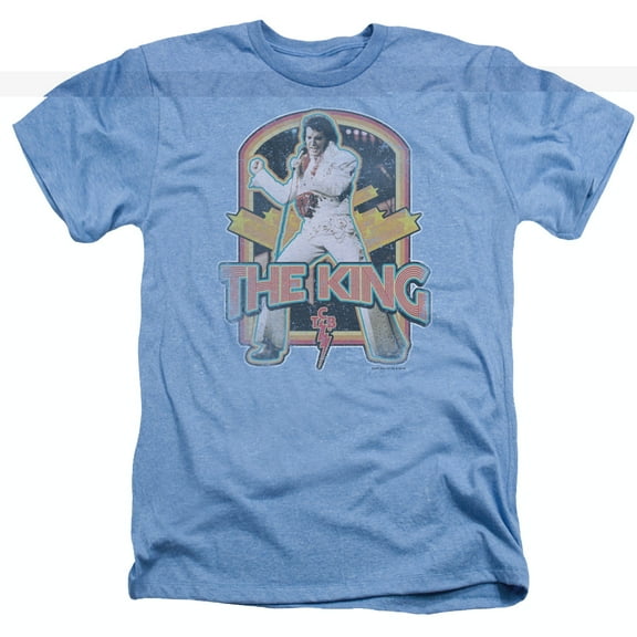 Elvis Presley Distressed King Heather T-Shirt Light Blue