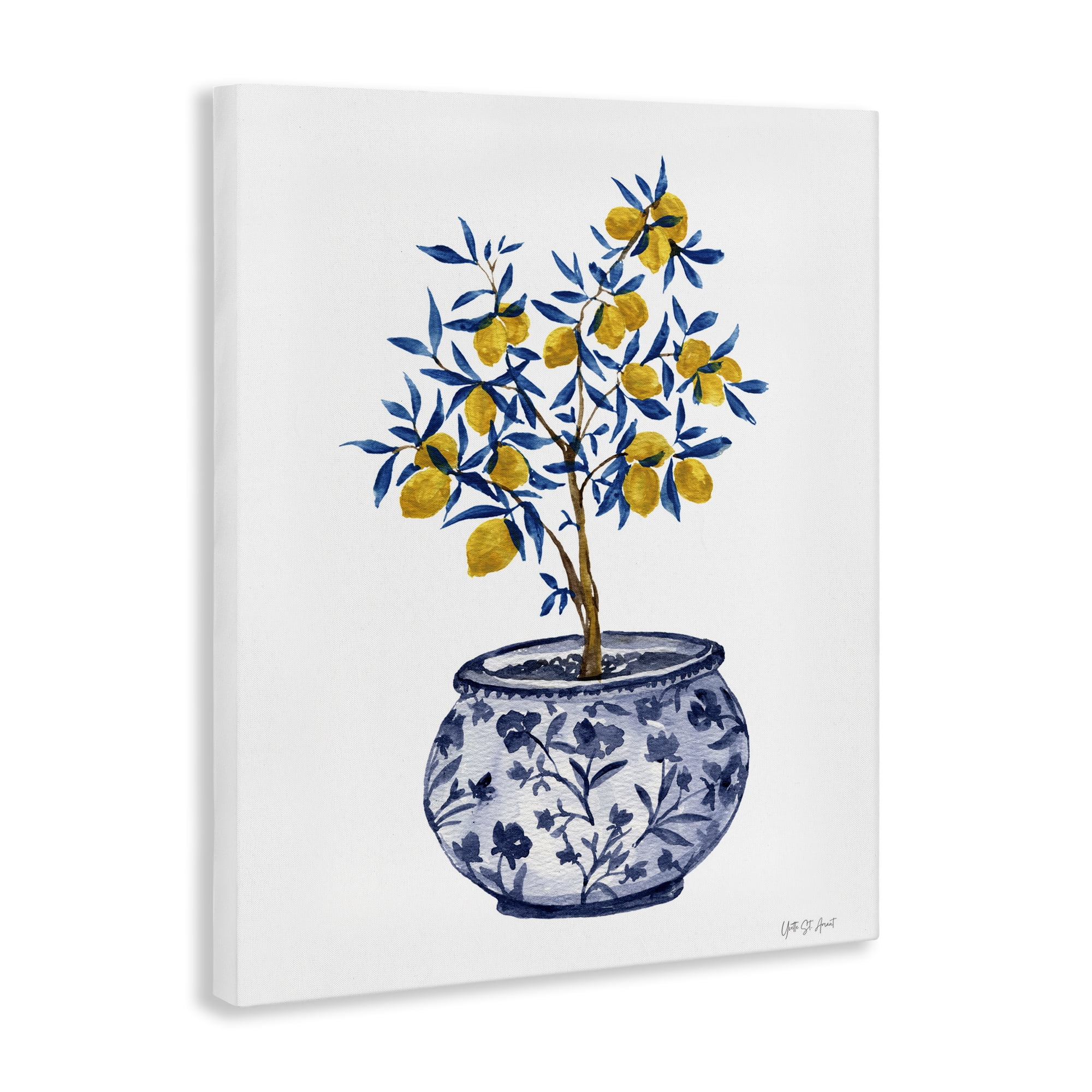 Stupell Industries Lemon Tree in Chinoiserie Food & Beverage Painting Gallery Wrapped Canvas Art Print Wall Art, 24 x 30