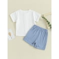 thumbnail image 5 of Suealasg Toddler Baby Boys 2PCS Summer Outfits 6M 12M 18M 24M 3T 4T Kids Boys Clothes Short Sleeve Button Down Tops and Solid Color Shorts Sets, 5 of 9