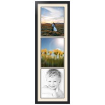 ArtToFrames Collage Photo Picture Frame with 3 - 11x14" Openings, Framed in Black with Ivory and Black Mats (CDM-3926-869)