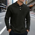 thumbnail image 4 of HOMADLES Mens polo Shirt Long Sleeve Button Collar Casual Tops Stretch Soft Lightweight polo Shirt Black Size 2XL, 4 of 6