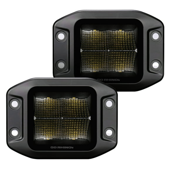 Go Rhino 750400321FCF Blackout Series - CUBEIT LED 3x3 Cube Flood Lights with Flush Mount, Pair