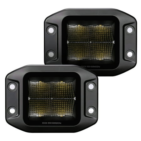 Go Rhino 750400321FCF Blackout Series - CUBEIT LED 3x3 Cube Flood Lights with Flush Mount, Pair