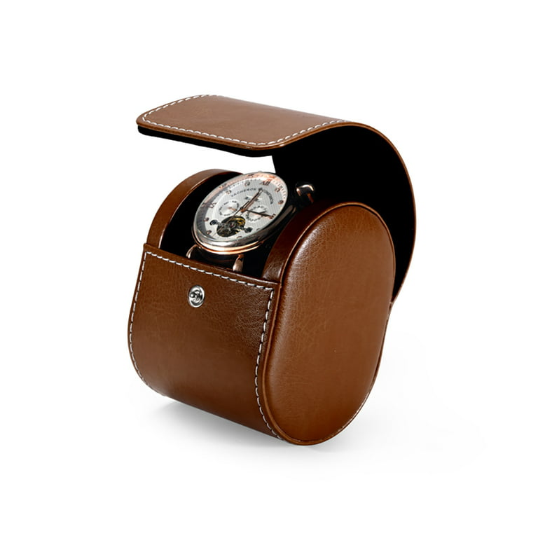 Oirlv Watch Box Travel Watch Case Watch Storage Display Box Single Portable Leather, Adult Unisex, Size: One size, Brown