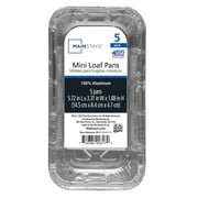 Mainstays Aluminum Mini Loaf Pans, 5 Count Disposable for Easy Cleaning 5.72" x 3.31" x 1.88"