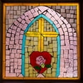 thumbnail image 3 of Mahan, Kathy 15x15 Black Modern Framed Museum Art Print Titled - Stained Glass Cross IV, 3 of 5