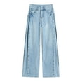 thumbnail image 4 of Luwomo Low Rise Baggy Jeans for Women Y2k Straight Wide Leg Trendy Jeans Boyfriend Long Denim Cute Pants,Z1 Light Blue,L, 4 of 7