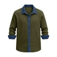 thumbnail image 5 of Chiccall Mens Shirts Linen Denim Patchwork Long Sleeve Casual Stylish Button Down Collared Shirt with Pocket, 5 of 6