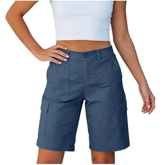 MYAOYI Cargo Shorts for Women with Multi Pockets Casual Hiking High Waist Bermuda Shorts
