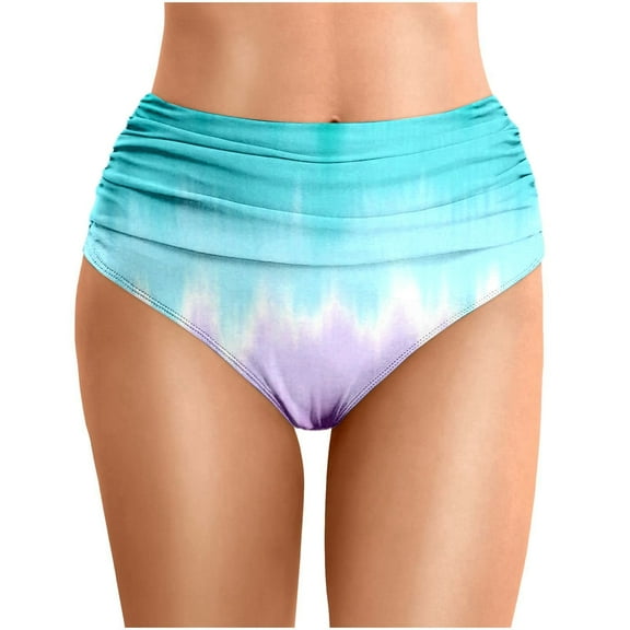 Women's Summer Tie Dye Printed Waist Length Pleated Beach Double Layered Triangle Swim Trunks Womens Swim Leggings Full Coverage Bikini Bottom Swimsuit Cover up Shorts for Women Cover Ups for Swimwear